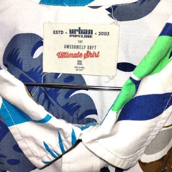 Urban Pipeline Mens Shirt Sz XXL Hawaiian Tropical Blue White Cotton Short Sleev - Picture 6 of 10